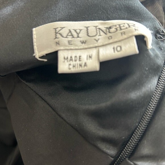 - KAY Unger New York Women’s Silk Blend Fitted Midi Cocktail Dress Gray Si… - Picture 9 of 10